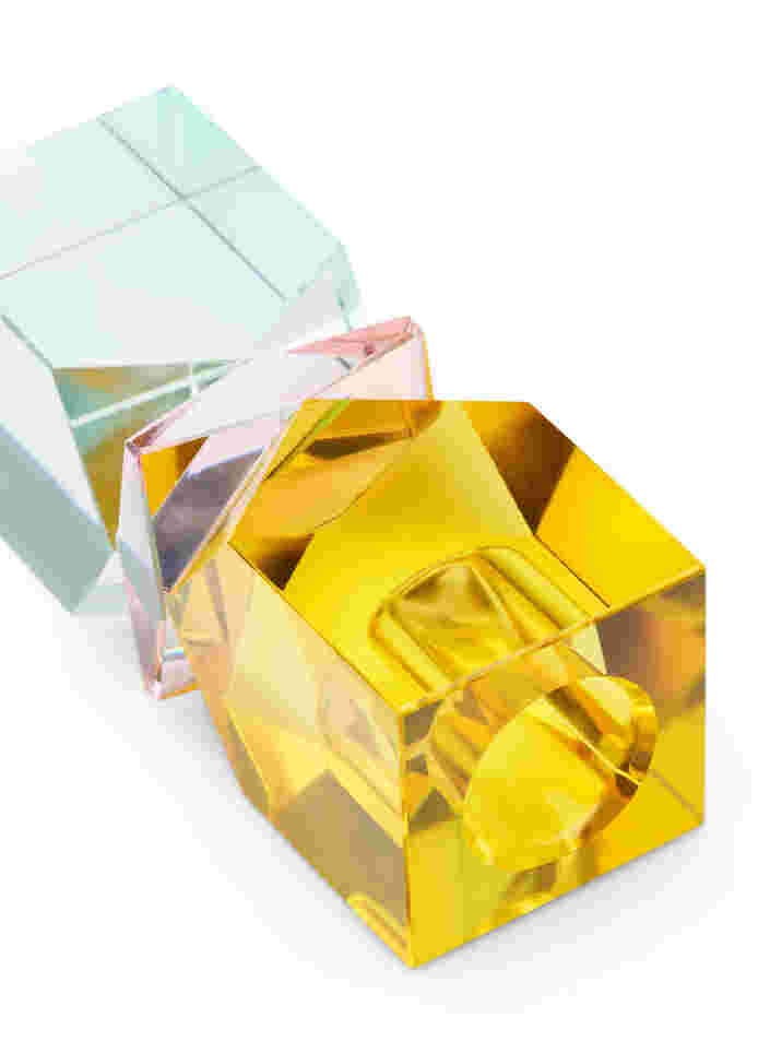 Kaarsenhouder van kristalglas, Gul/Pink/Mint, Packshot image number 1