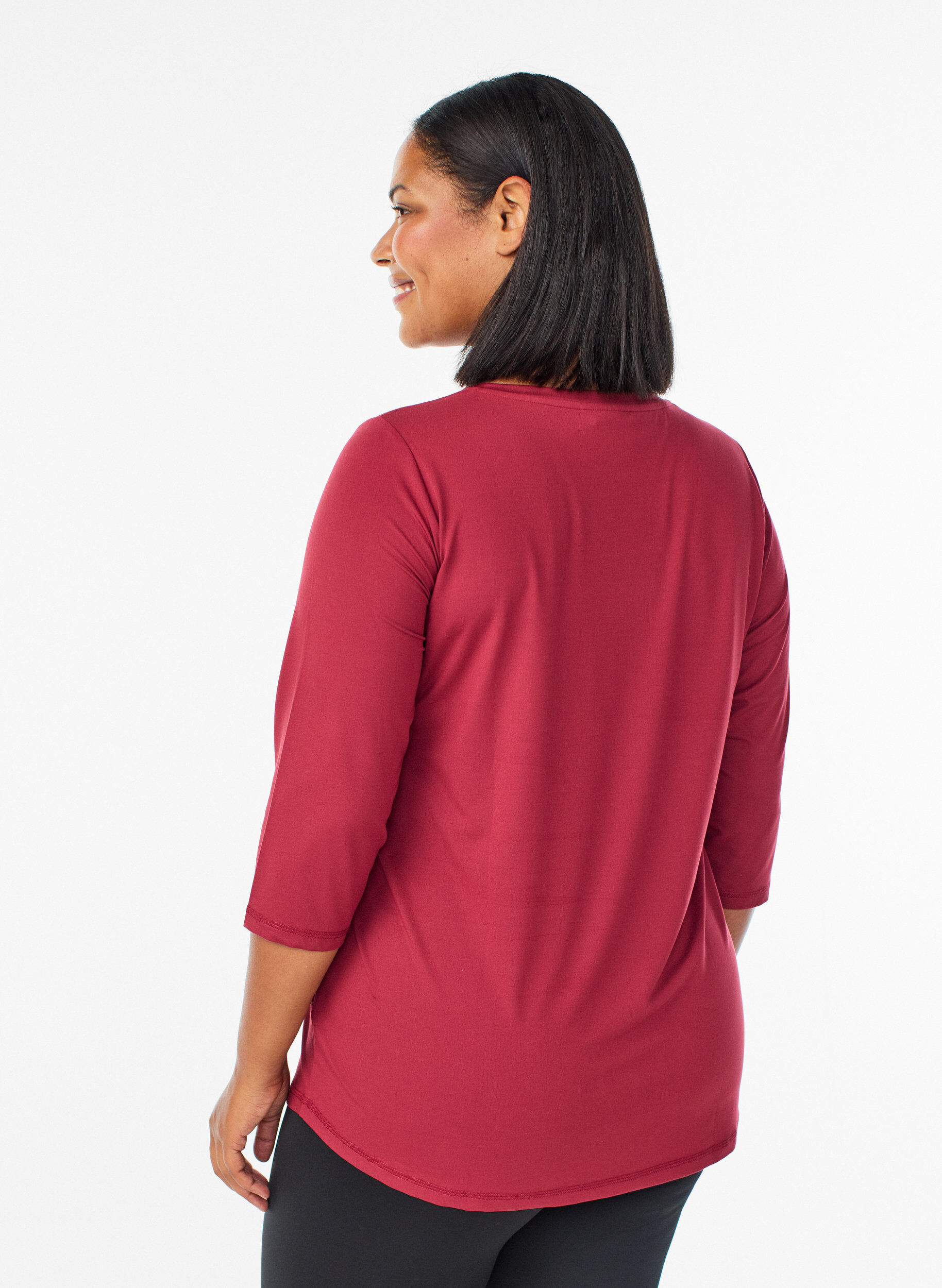 Zizzi Training blouse met 3/4 mouwen, Rood, Model image number 2