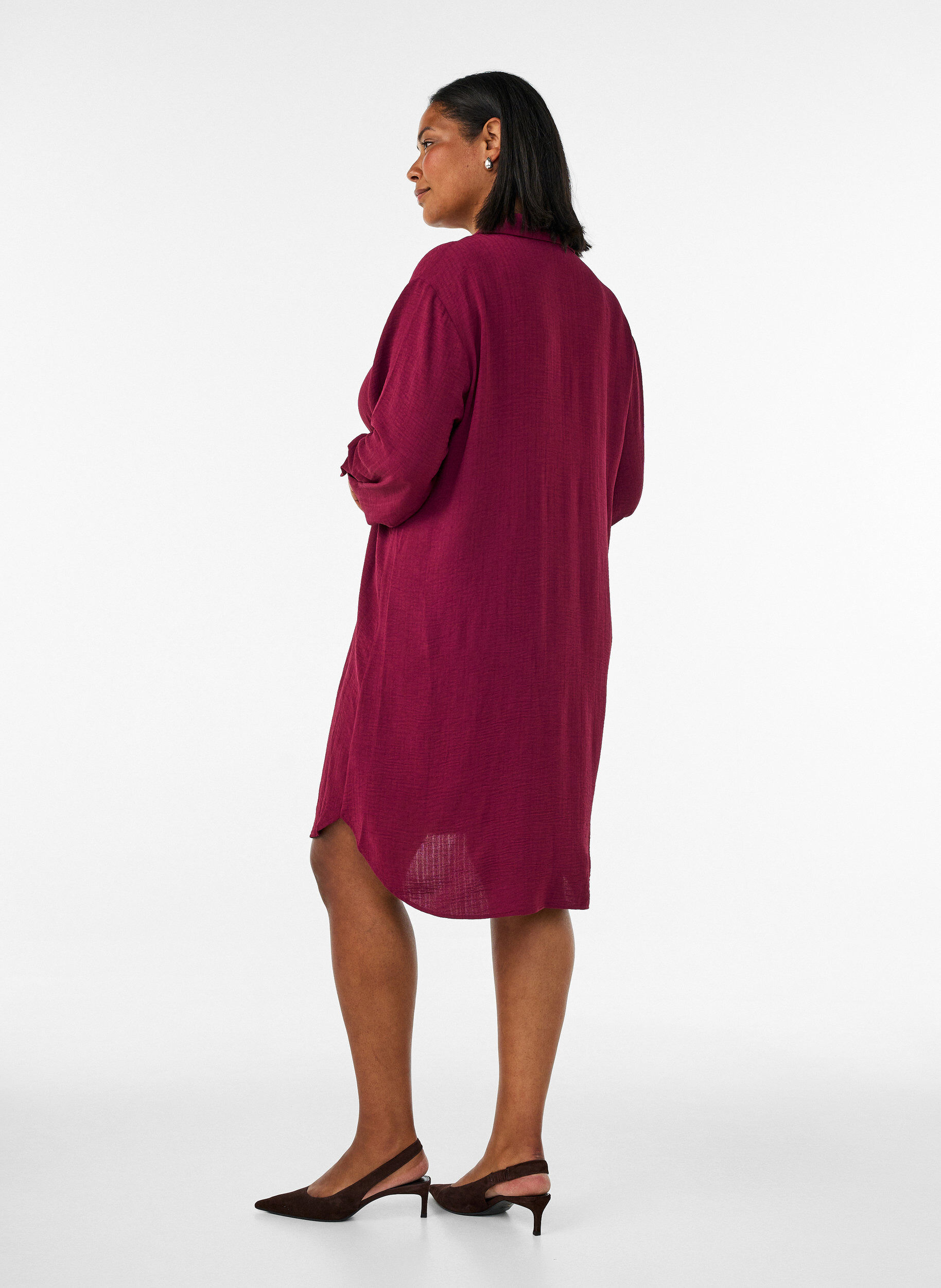 ZizziLange shirt met een lichte textuur, Rood, Model image number 2