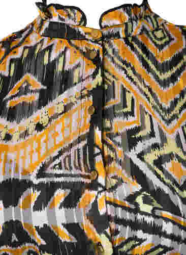 Bedrukte midi-jurk met knopen, Yellow Aztec AOP, Packshot image number 2