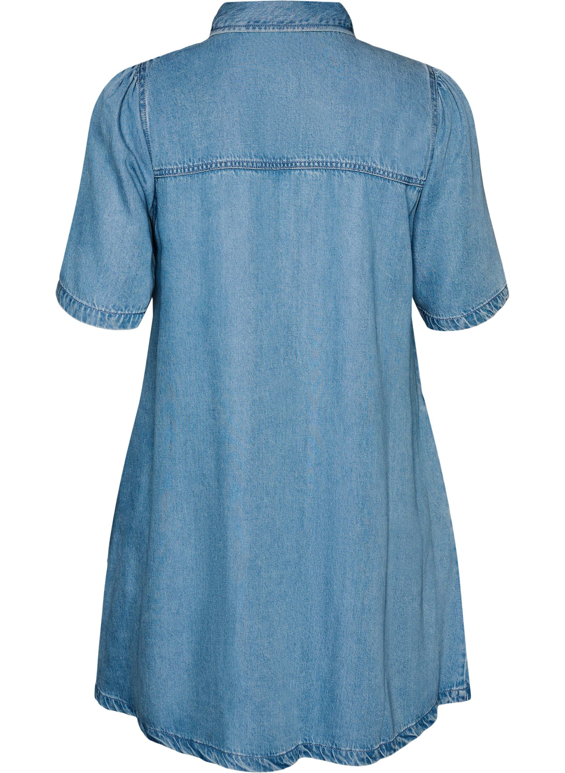 ZizziDenim jurk van lyocell met knopen en korte mouwen, Blauw, Packshot image number 1