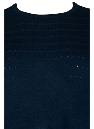 Strukturmønstret strikbluse med rund hals, Navy Blazer, Packshot image number 2