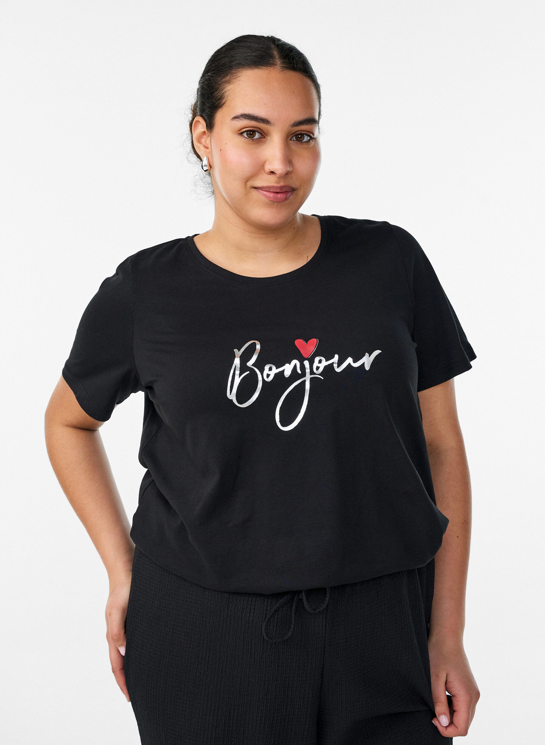 ZizziT-shirt met motief, Zwart, Model image number 0