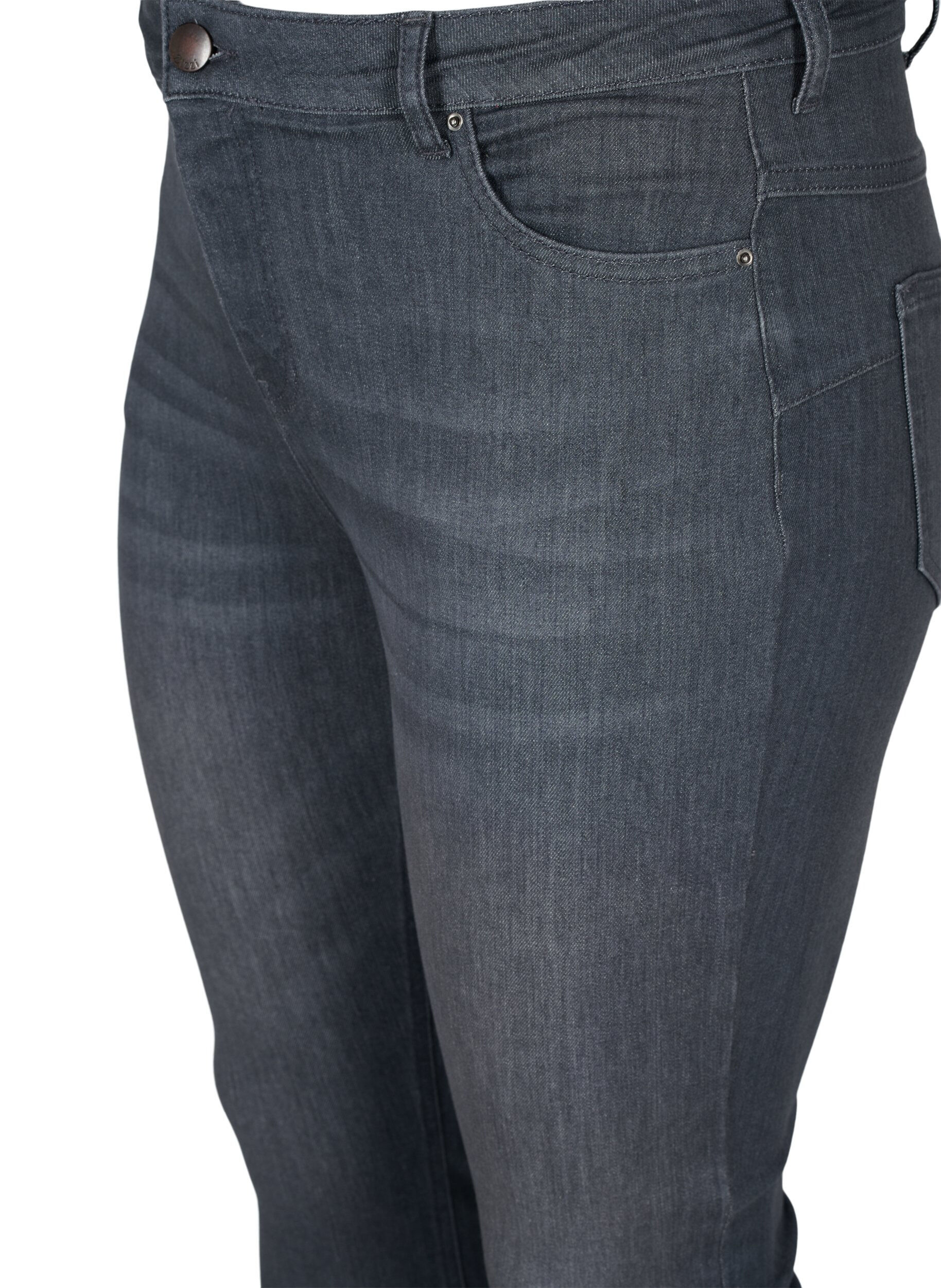 Zizzi Amy jeans met hoge taille en push up, Grey Denim, Packshot image number 2