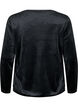 Velour Blouse met geborduurd tekst, Black, Packshot image number 1