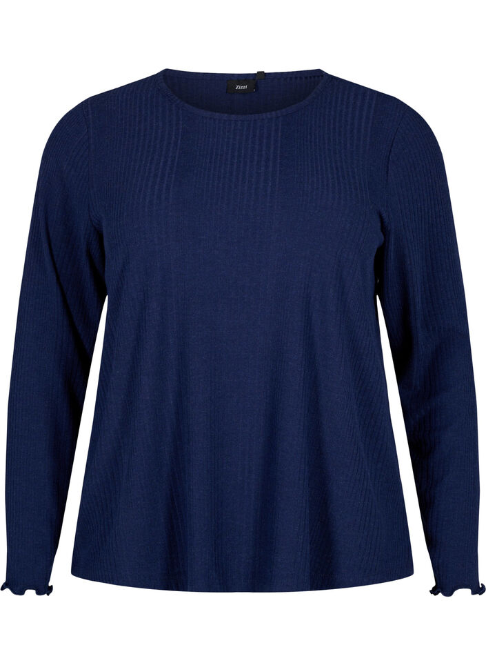 Blouse met lange mouwen en gestreept patroon, Night Sky Mel., Packshot image number 0