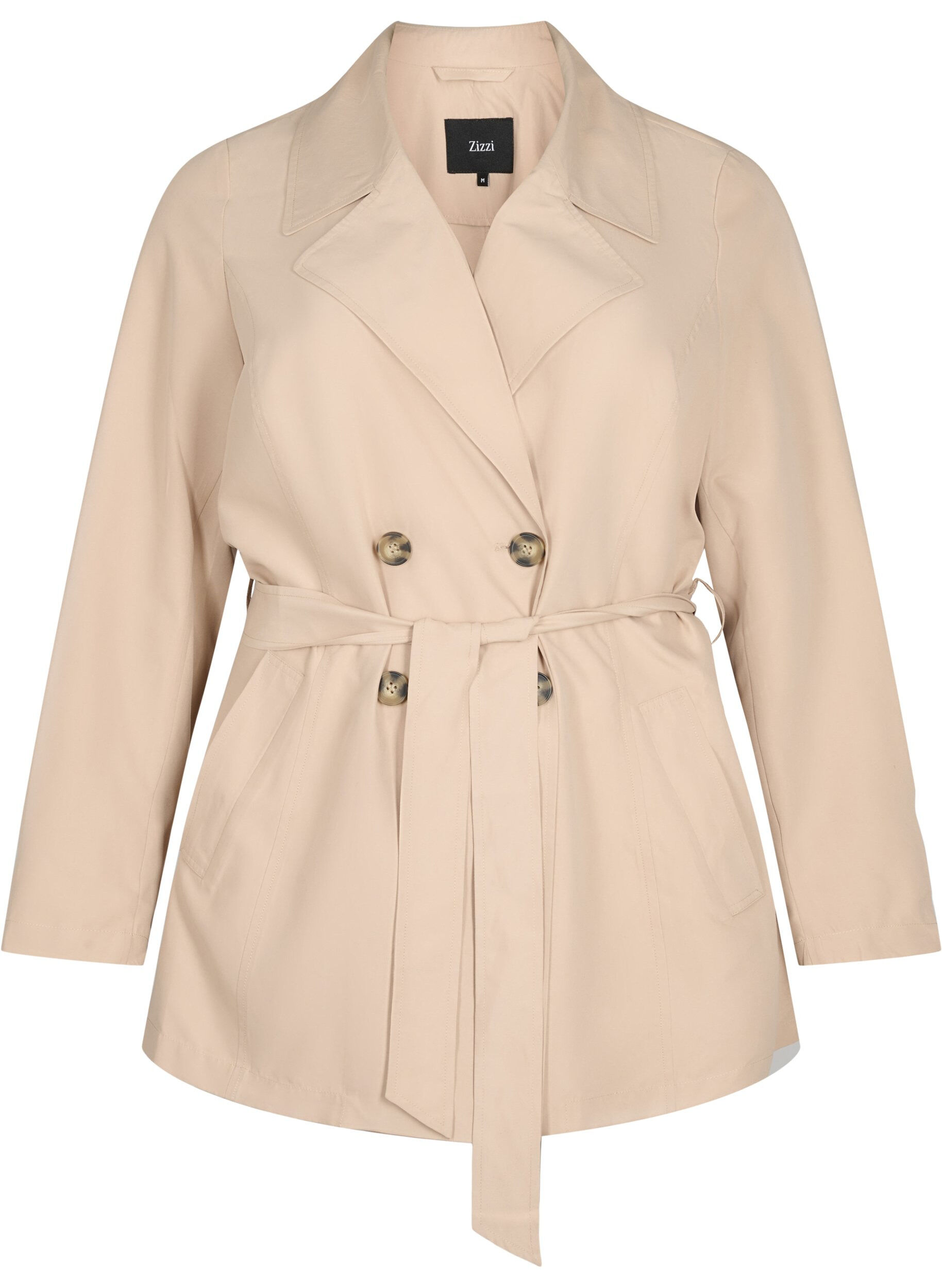 Zizzi Trenchcoat met riem en zakken, Nomad, Packshot image number 0