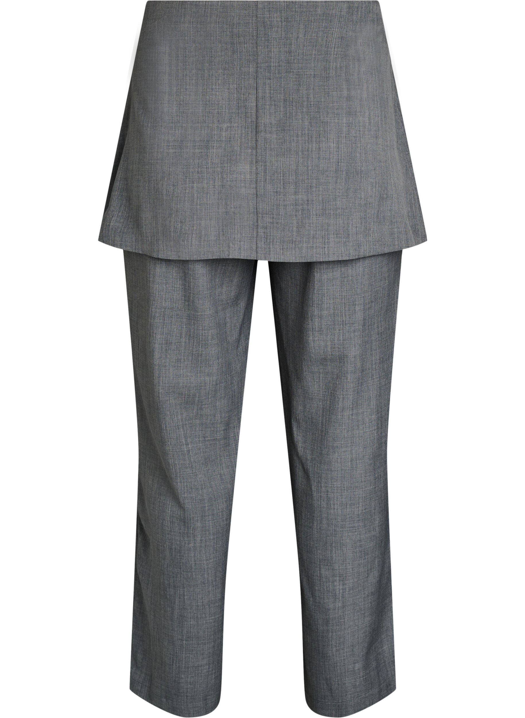 Zizzi Straight-fit broek met rok, Grijs, Packshot image number 1