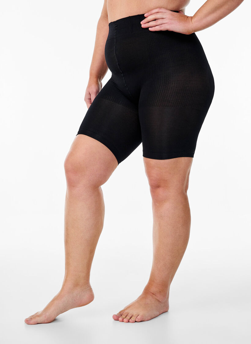 2-pack push-up shorts in 60 denier met shaping effect, Zwart, Model image number 0