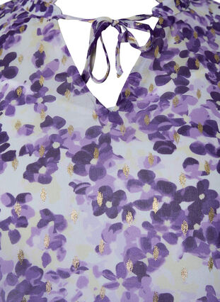 Tuniek met bloemenprint en lurex, Beige/Purple Flower, Packshot image number 2