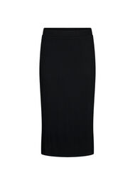 Viscose midirok met slanke pasvorm, Zwart