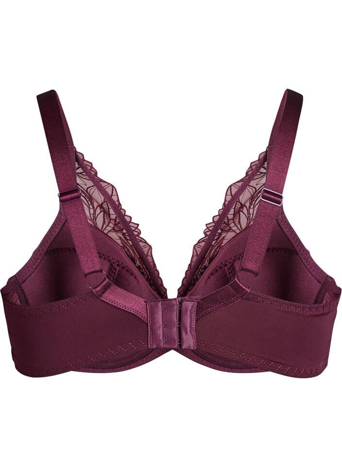 Gewatteerde kanten beha met beugel, Rood, Packshot image number 1