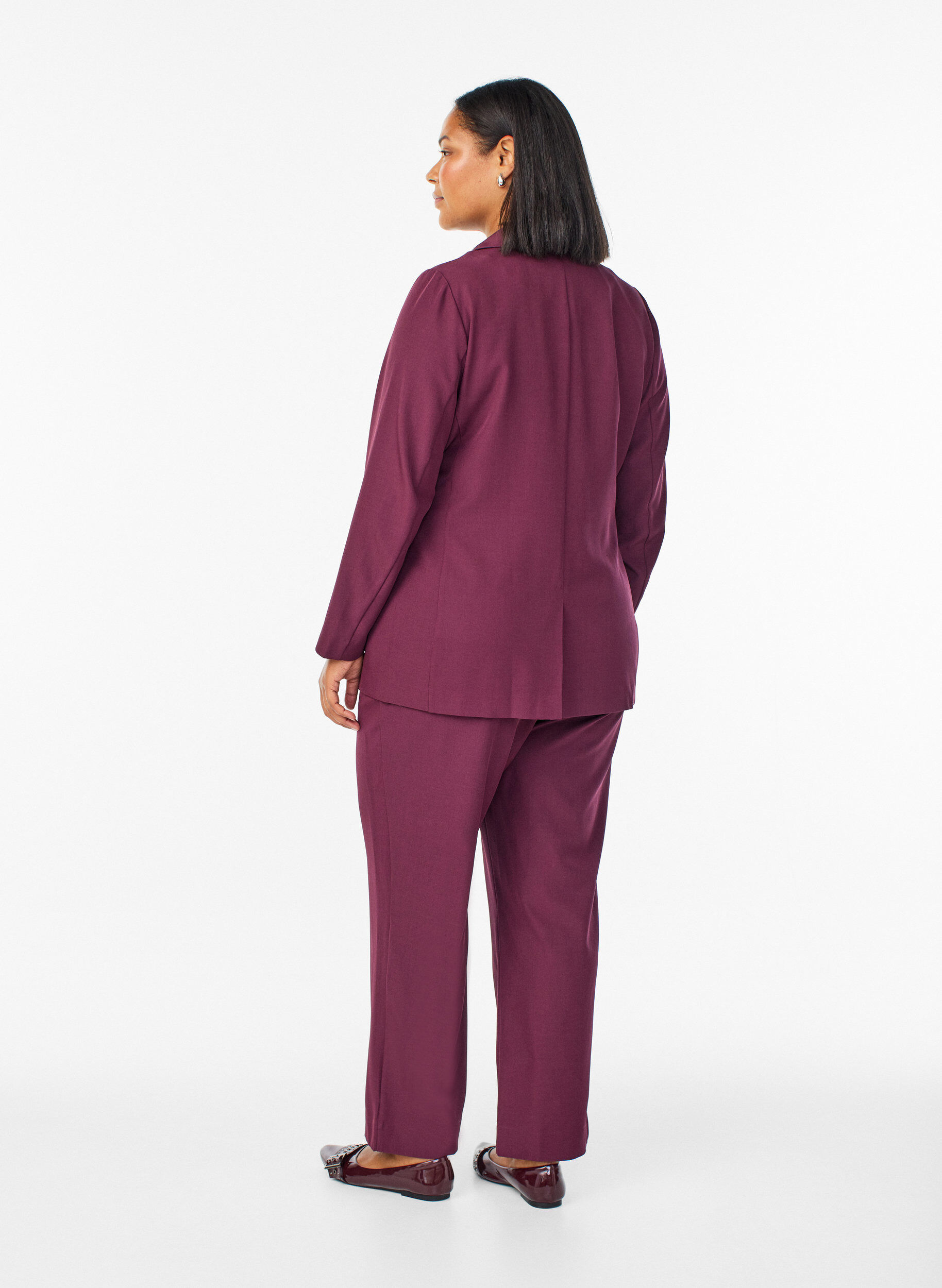 Zizzi FLASH - Losse broek met zakken, Donker Bordeaux, Model image number 1
