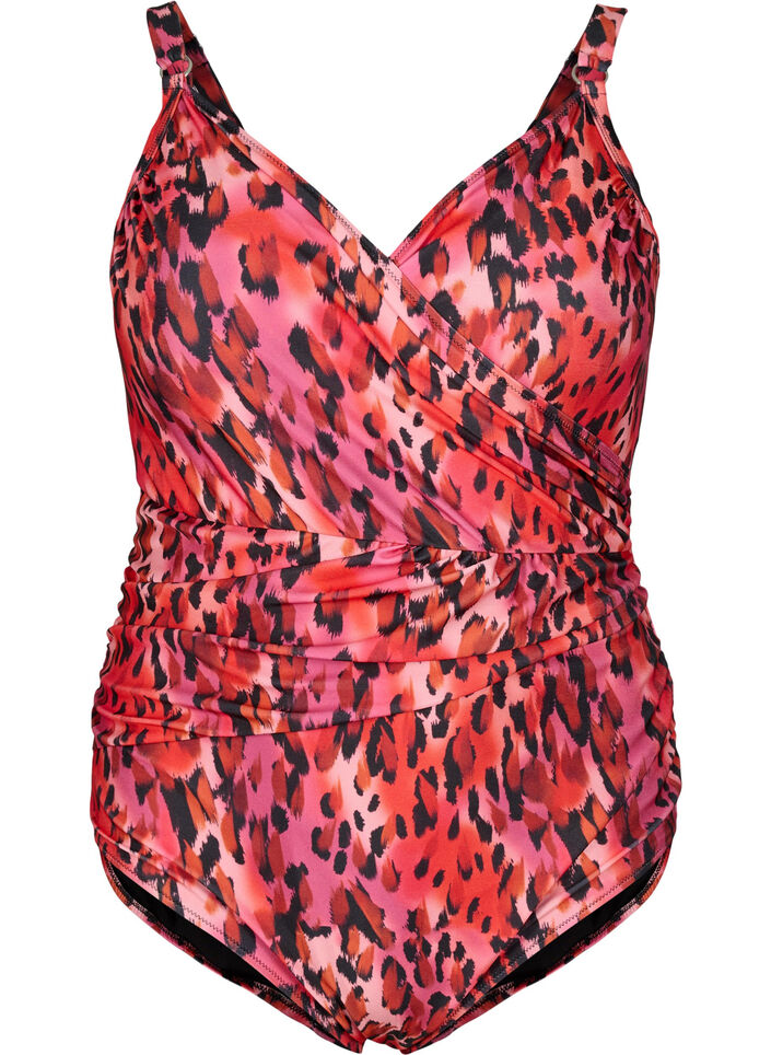 Badpak met print en wikkeleffect, Red Leopard AOP, Packshot image number 0