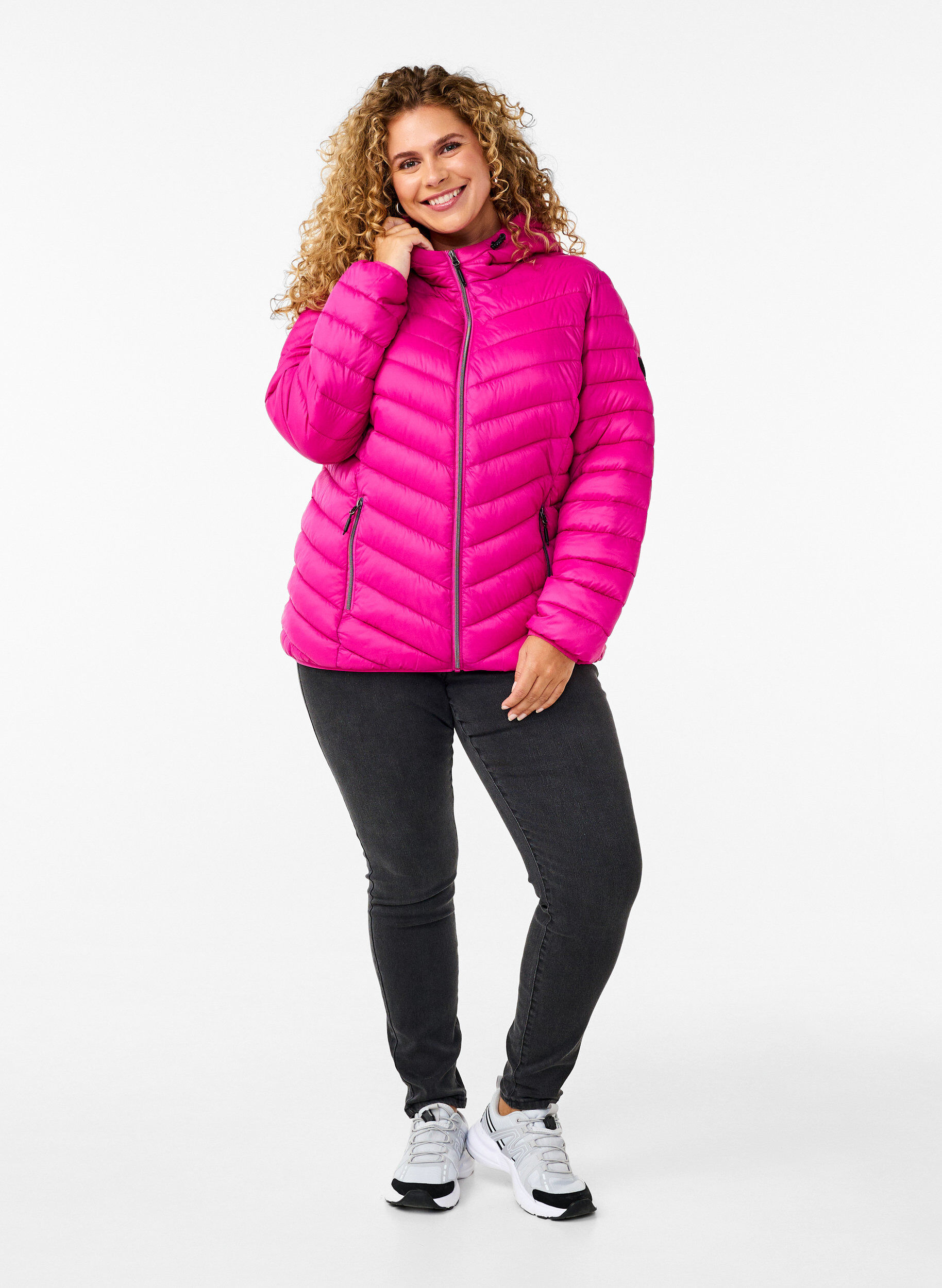 ZizziLichtgewicht jas met capuchon, Roze, Model image number 1