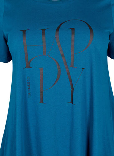 T-shirt van katoen met tekstopdruk, Blue Coral HAPPY, Packshot image number 2