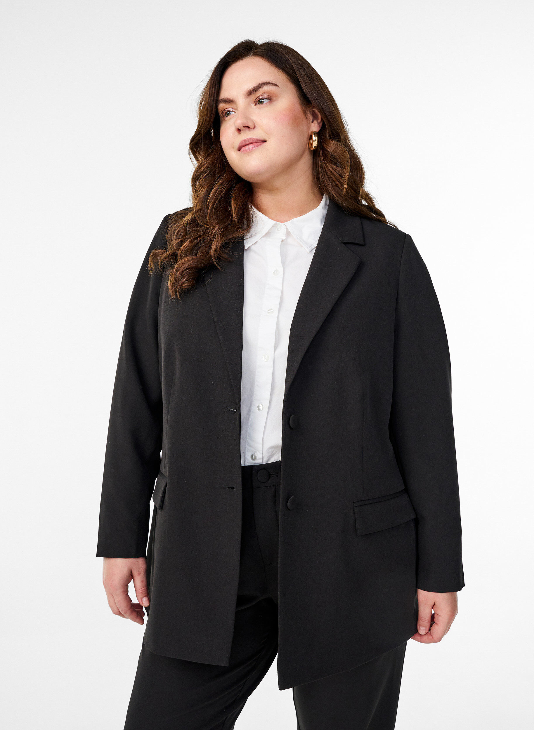 Klassieke blazer met knoopsluiting, Zwart, Model