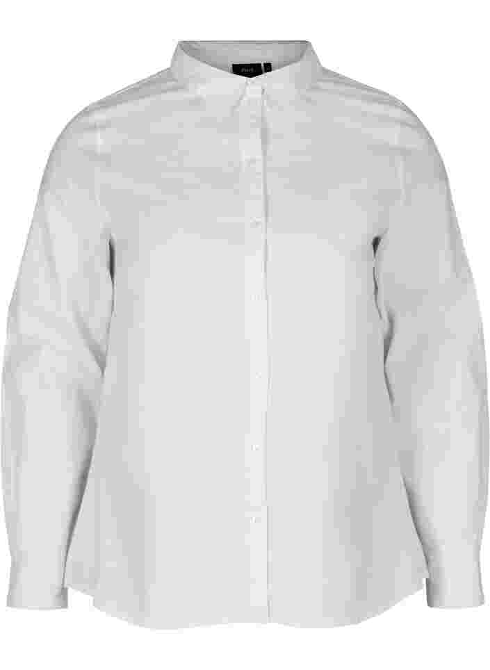 Katoenen blouse met lange mouwen, Bright White
