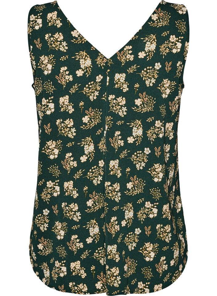 Top met print en V-hals, Groen, Packshot image number 1