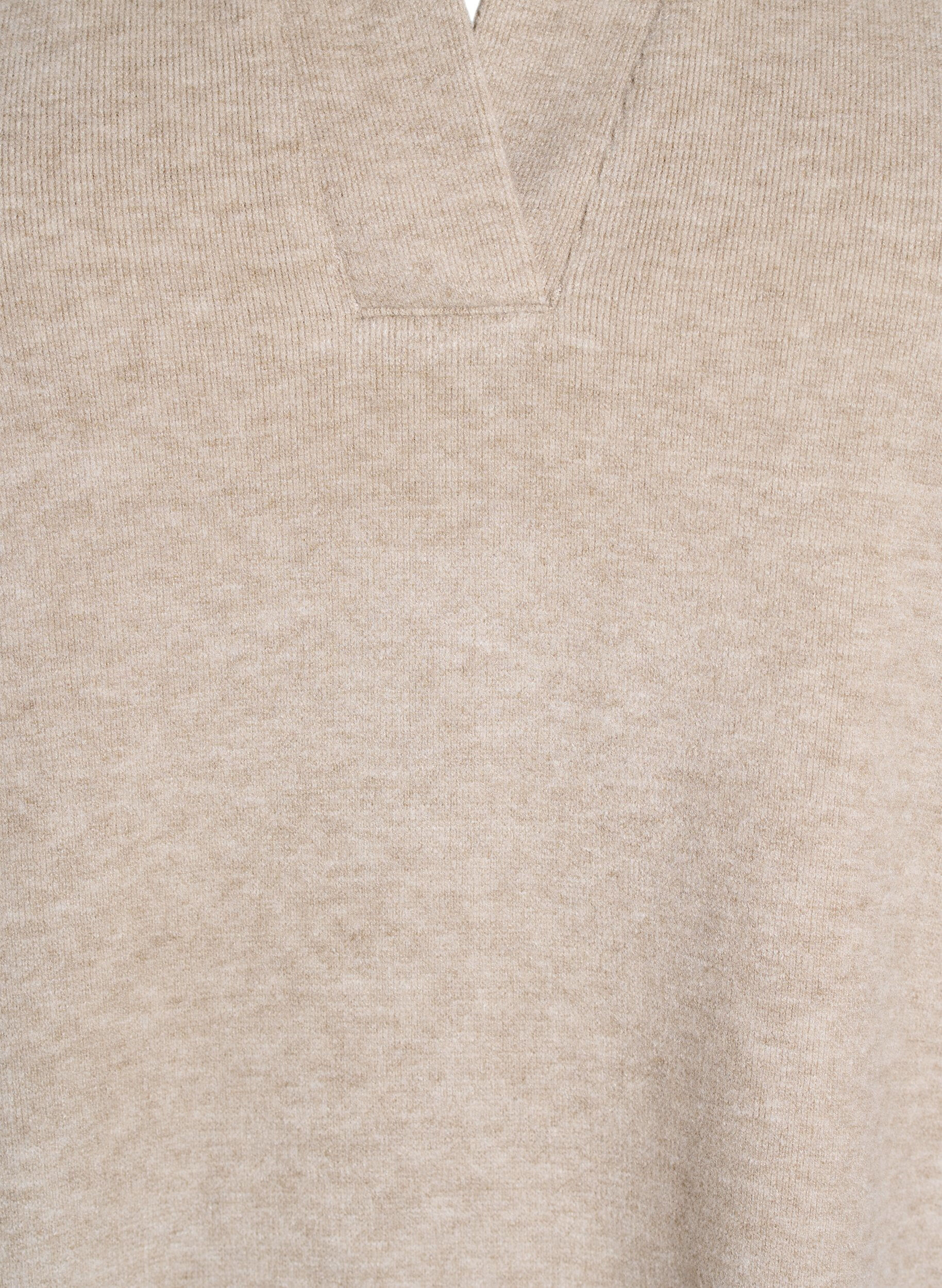 Zizzi Jerseyblouse met kraag en korte mouwen, Bruin, Packshot image number 2