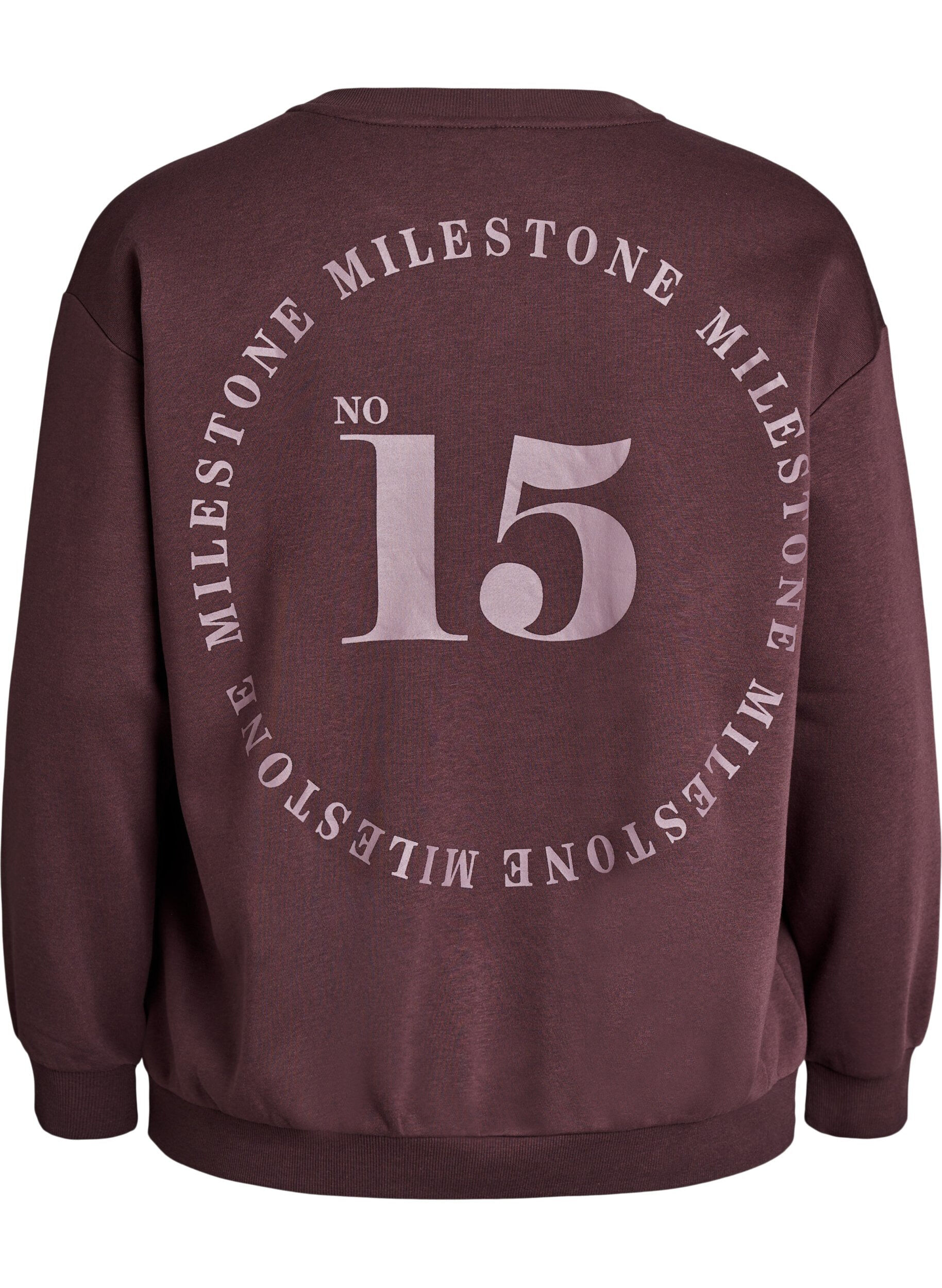 Zizzi Sweatshirt met statementdetail, Bruin, Packshot image number 1
