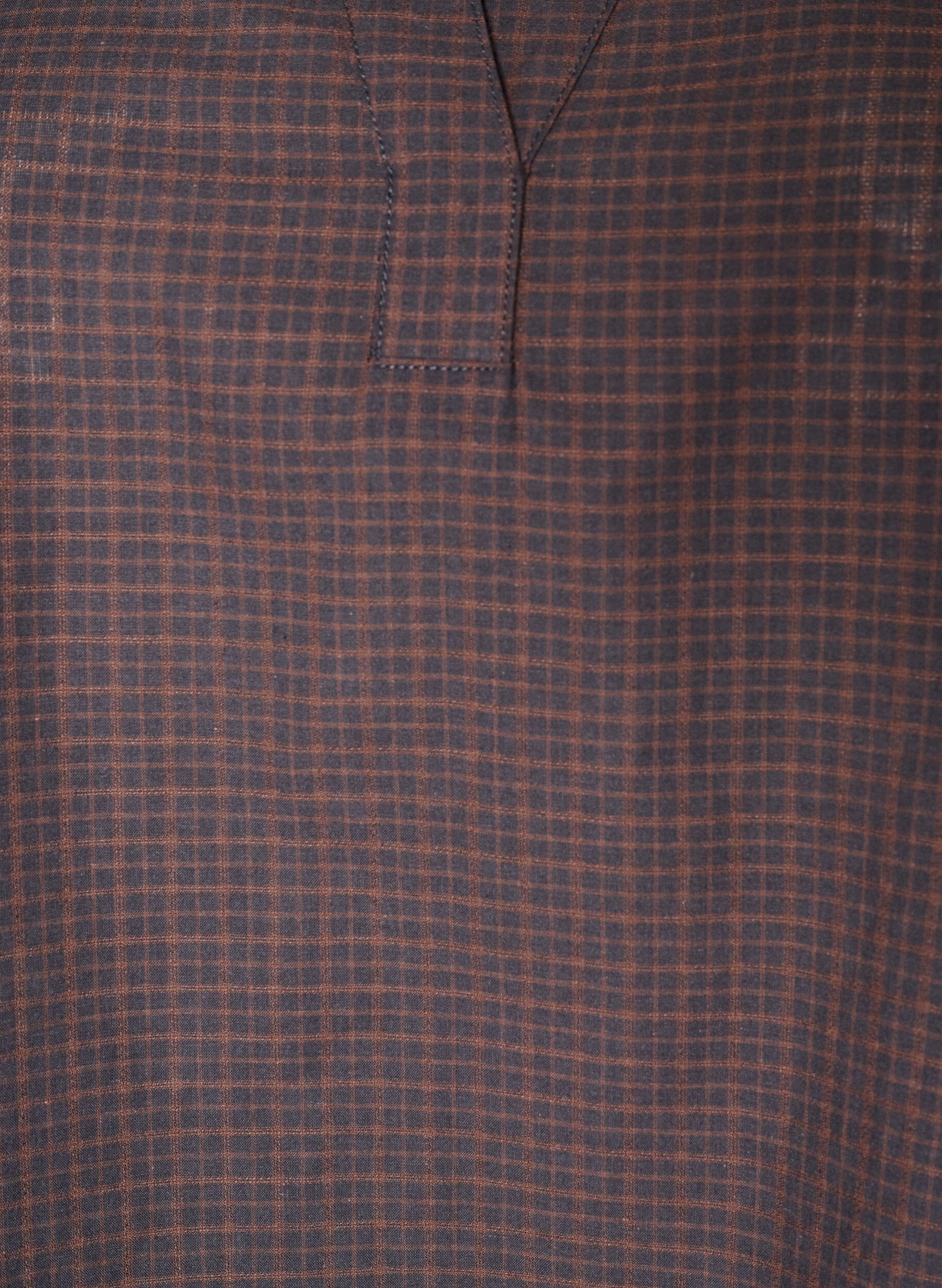 ZizziBlouse met ruitdessin, V-hals en 3/4-mouwen, Bruin, Packshot image number 2