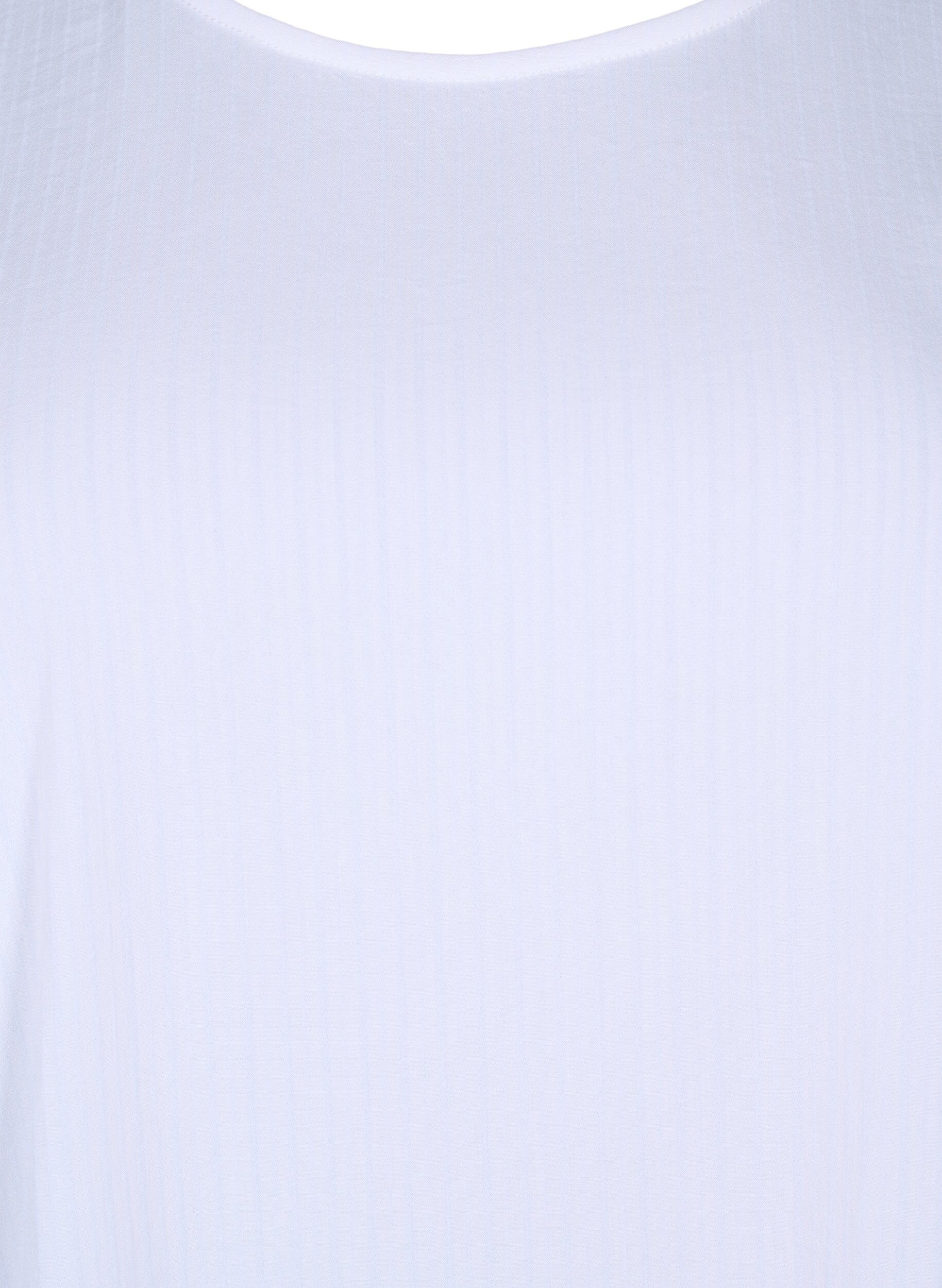 Zizzi Blouse van viscose met korte mouwen en strikjes, Bright White, Packshot image number 2