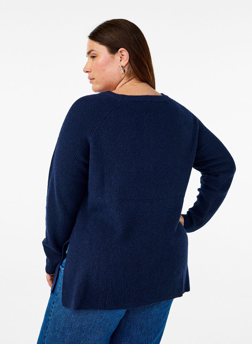 Gebreide blouse met ronde hals, Naval Academy Mel., Model image number 1