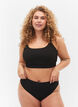 Bikinibroekje met hoge taille en cr&ecirc;pe structuur, Black, Model image number 0