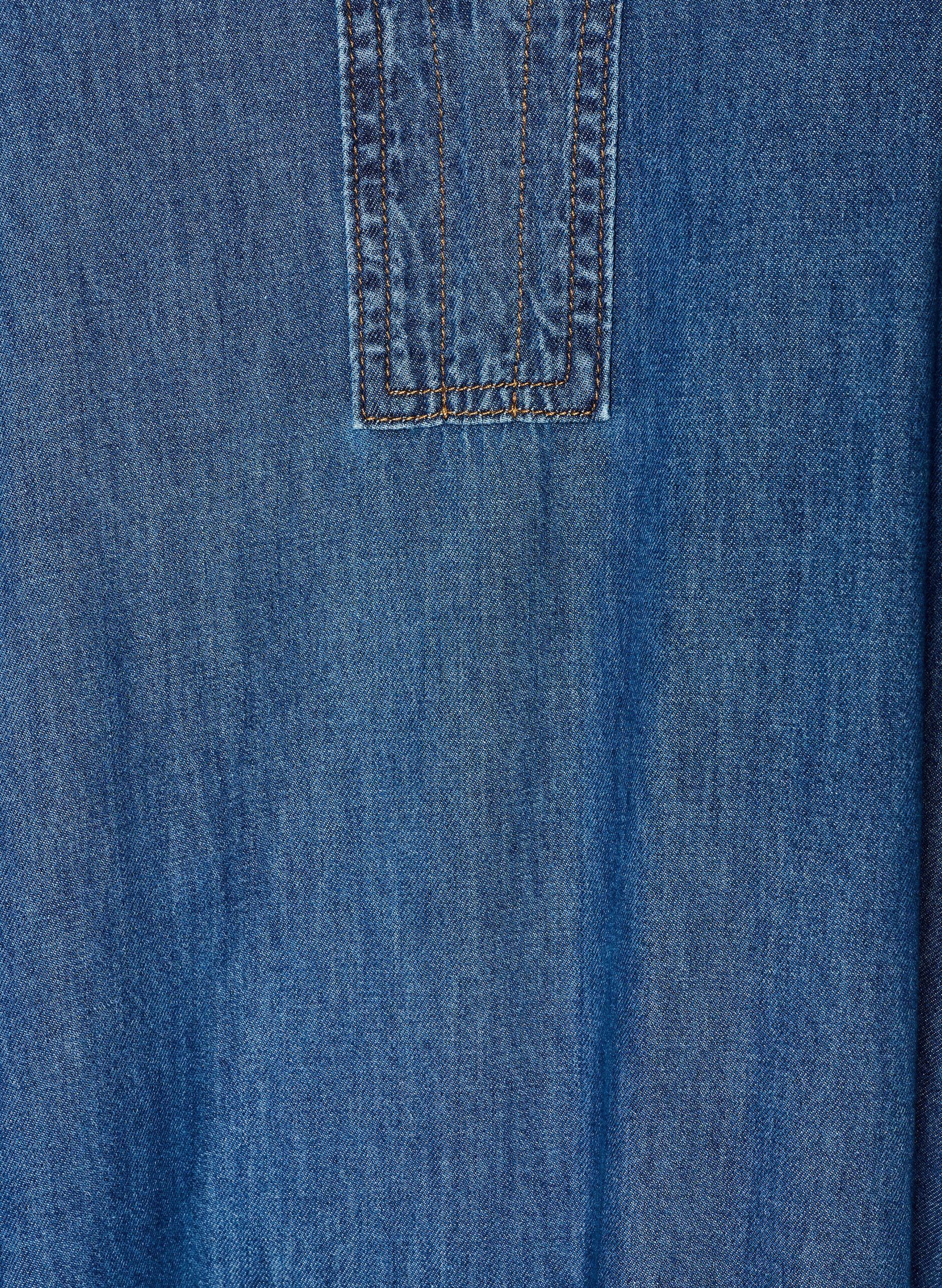 ZizziDenim maxi-jurk met gerimpelde lagen, Blauw, Packshot image number 2