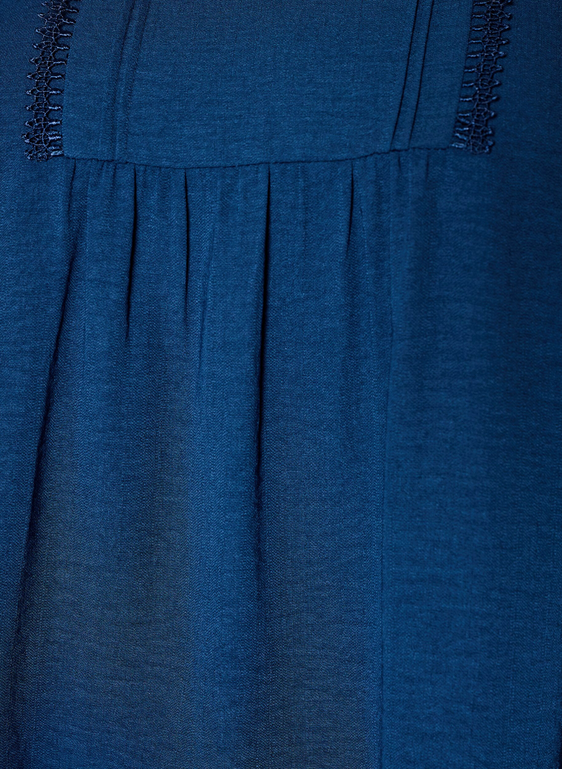 ZizziBlouse met V-hals en gehaakte sierband, Blauw, Packshot image number 2