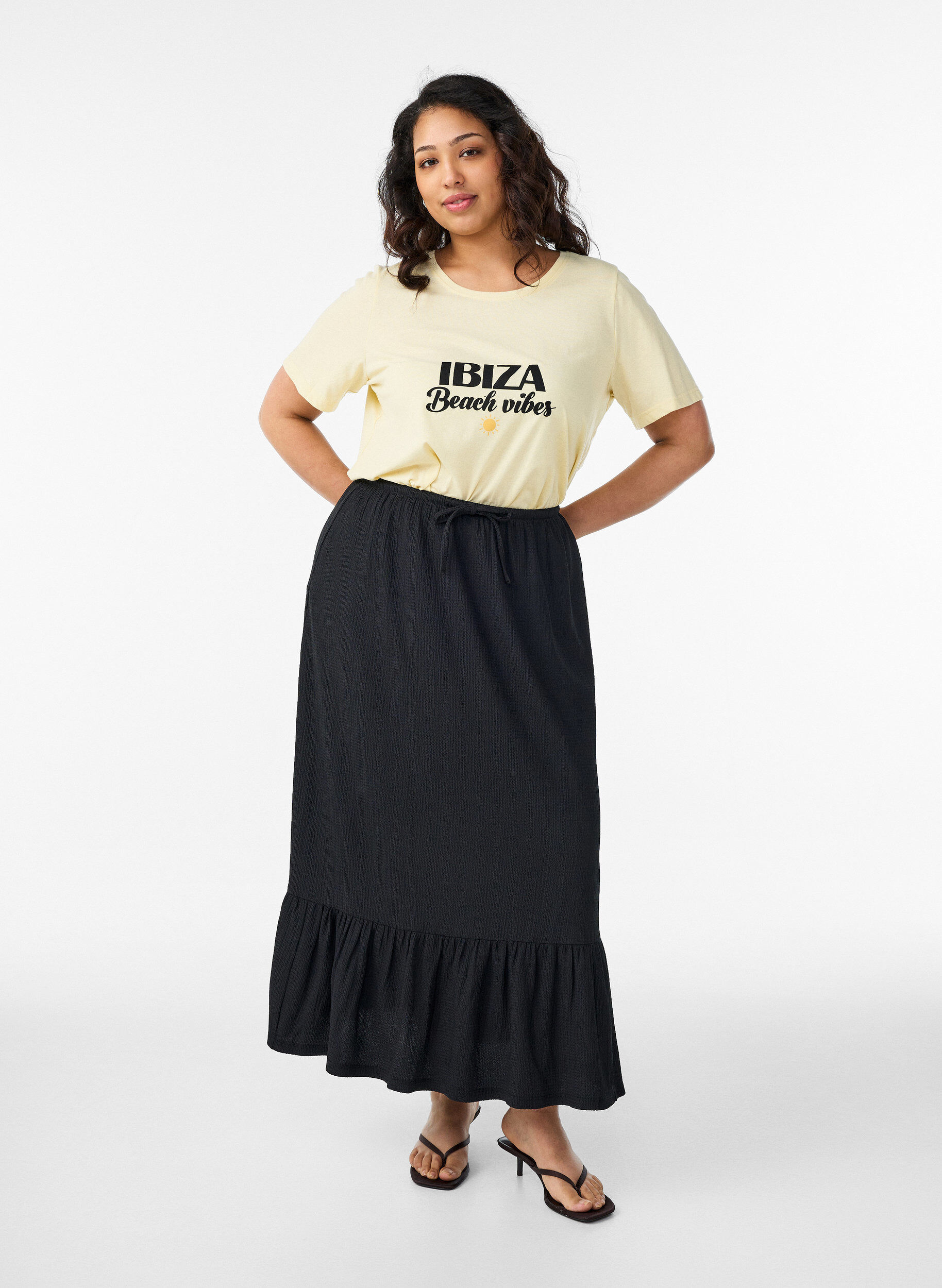 ZizziT-shirt met print, Geel, Model image number 1
