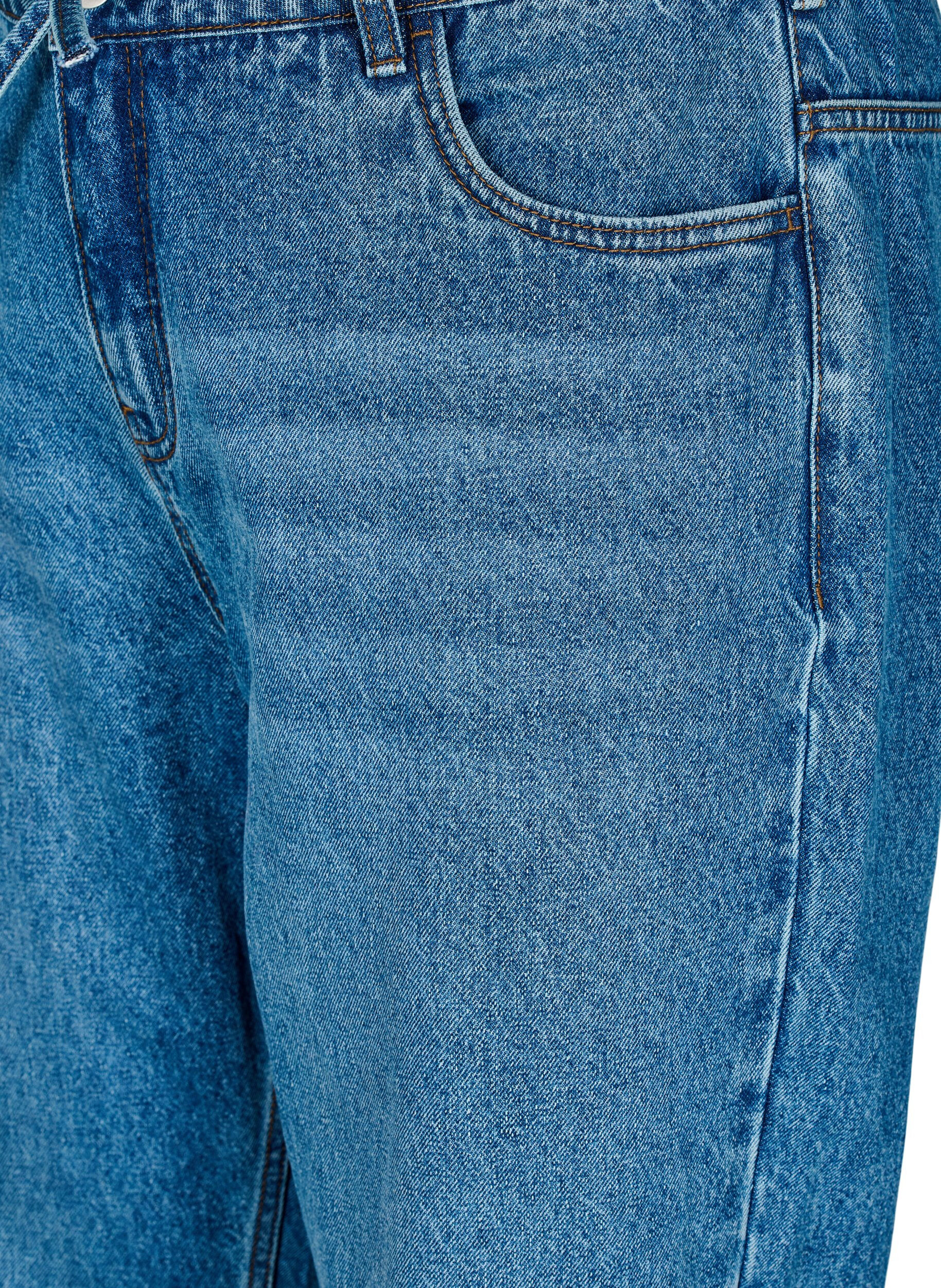 Zizzi Straight-fit jeans met een strikceintuur, Blauw, Packshot image number 2