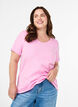 Basic t-shirt in effen kleur met katoen, Roze, Model image number 0