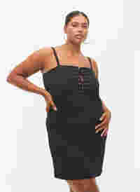 Nauwsluitende jurk met koorddetails, Black, Model