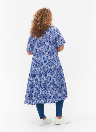 Viscose jurk met korte mouwen en print, S. the web Oriental, Model image number 1