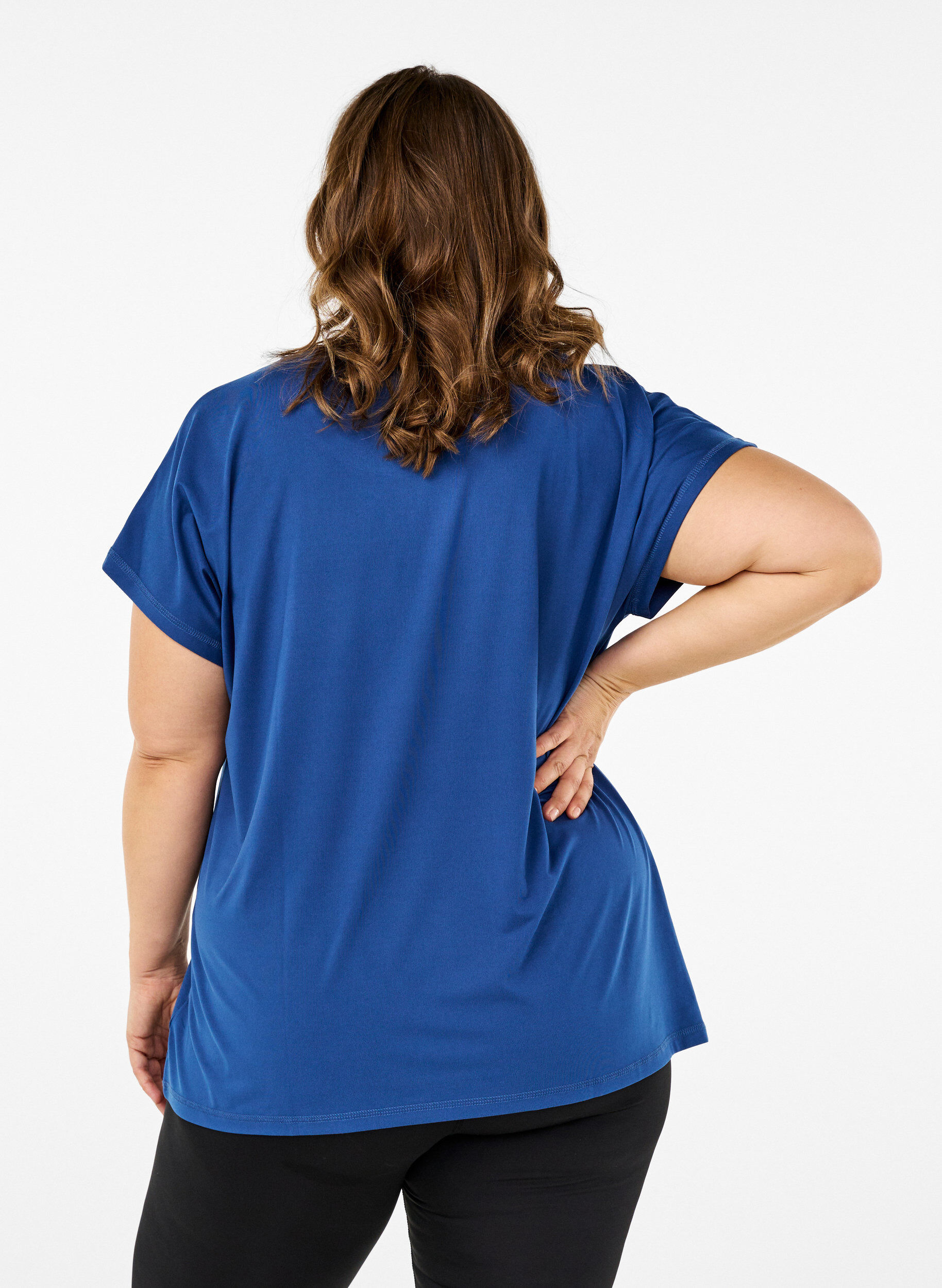 Zizzi Effen gekleurd T-shirt voor sporten, Blauw, Model image number 2