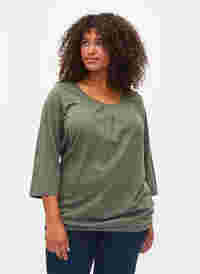 Katoenen blouse met 3/4 mouwen, Thyme, Model