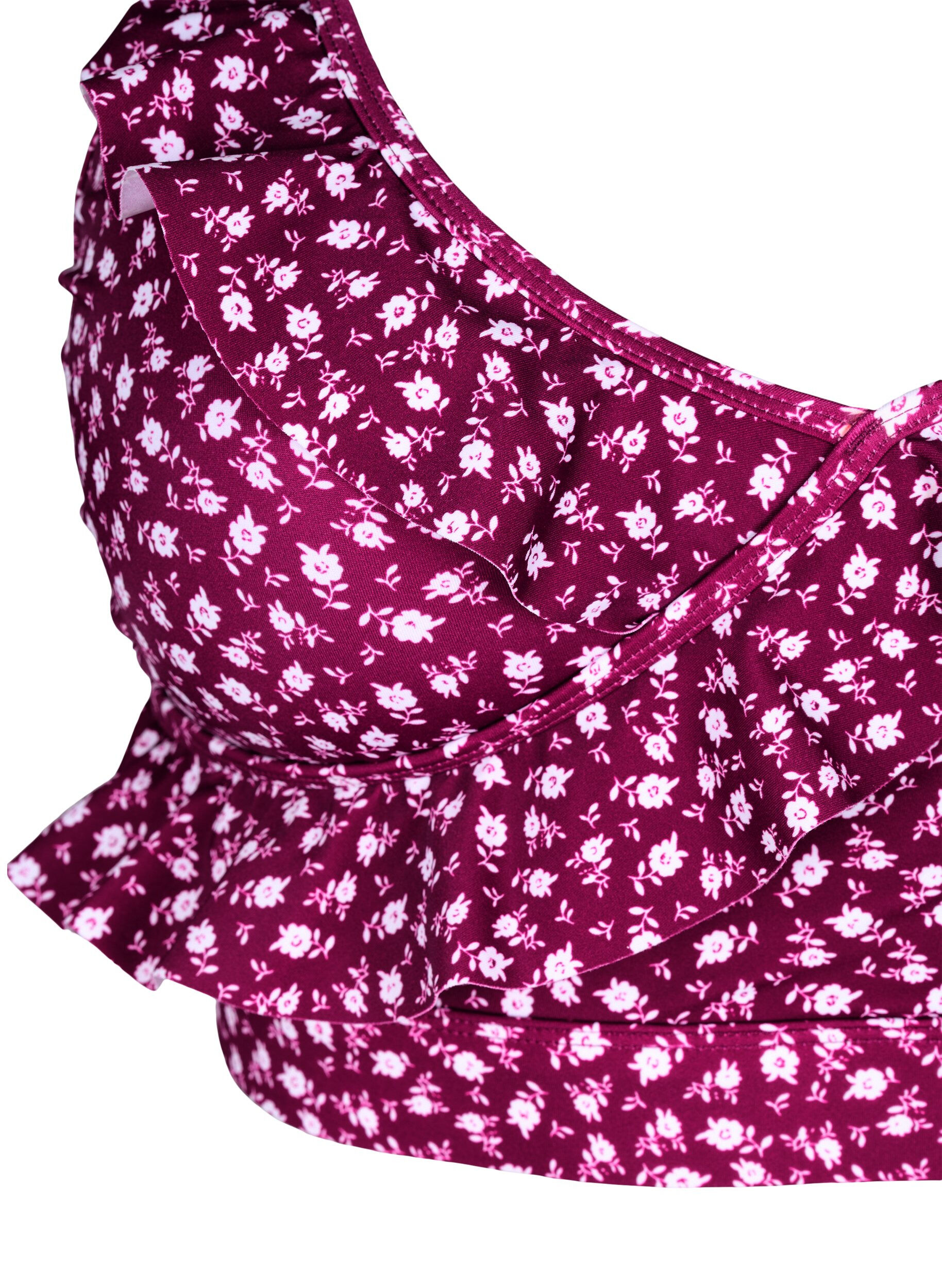 ZizziBloemen bikinitop met ruches, Rood, Packshot image number 2