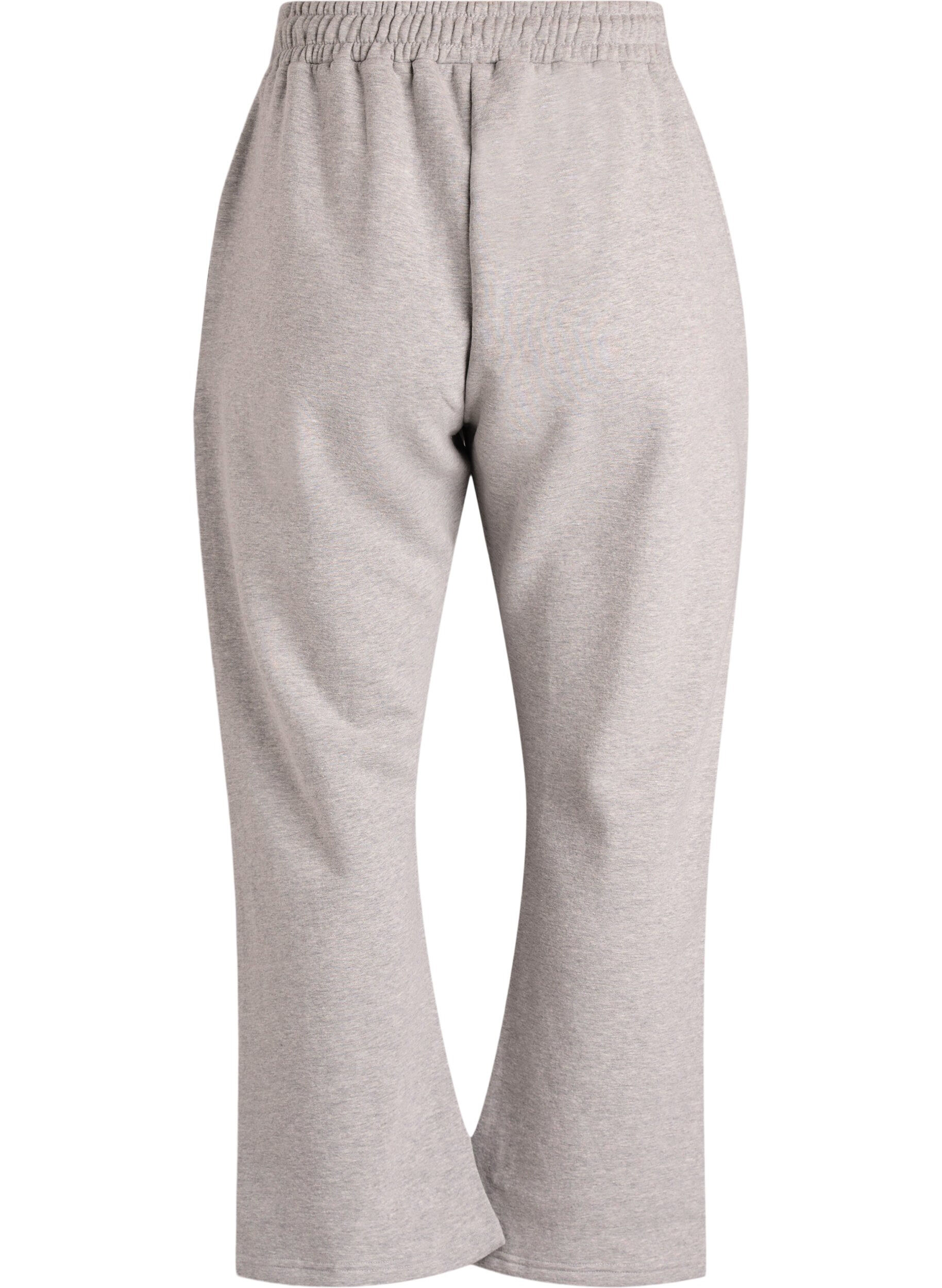 Zizzi Joggingbroek met hoge taille en geborstelde binnenkant, Grijs, Packshot image number 1