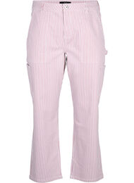 Gestreepte cargo jeans met rechte pasvorm, Rose White Stripe
