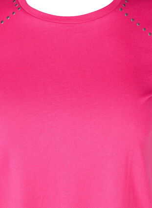 Katoenen t-shirt met korte mouwen en klinknagels, Fuchsia Purple, Packshot image number 2