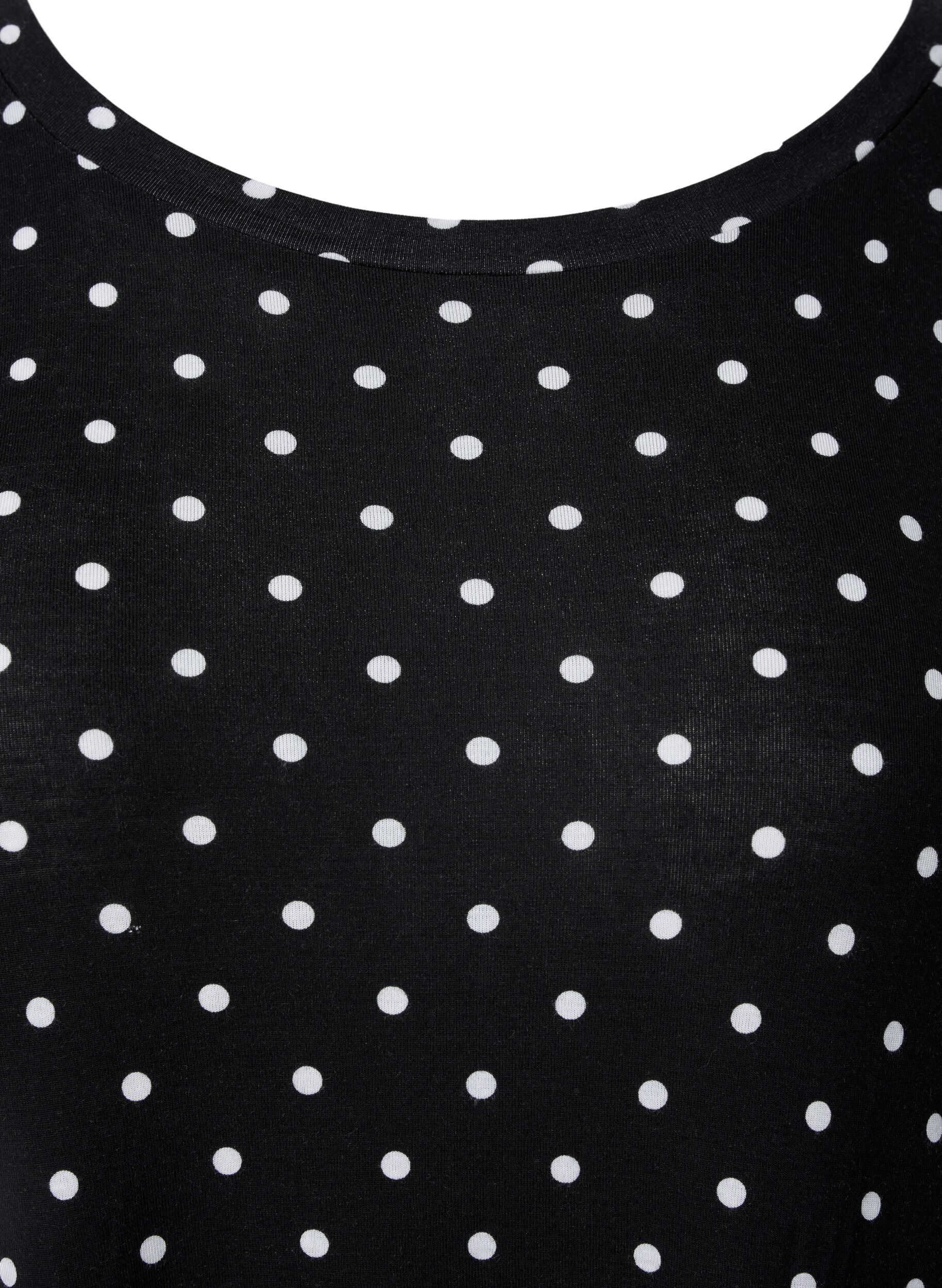 Zizzi Midi-jurk van viscose met korte mouwen, Black Dot, Packshot image number 2