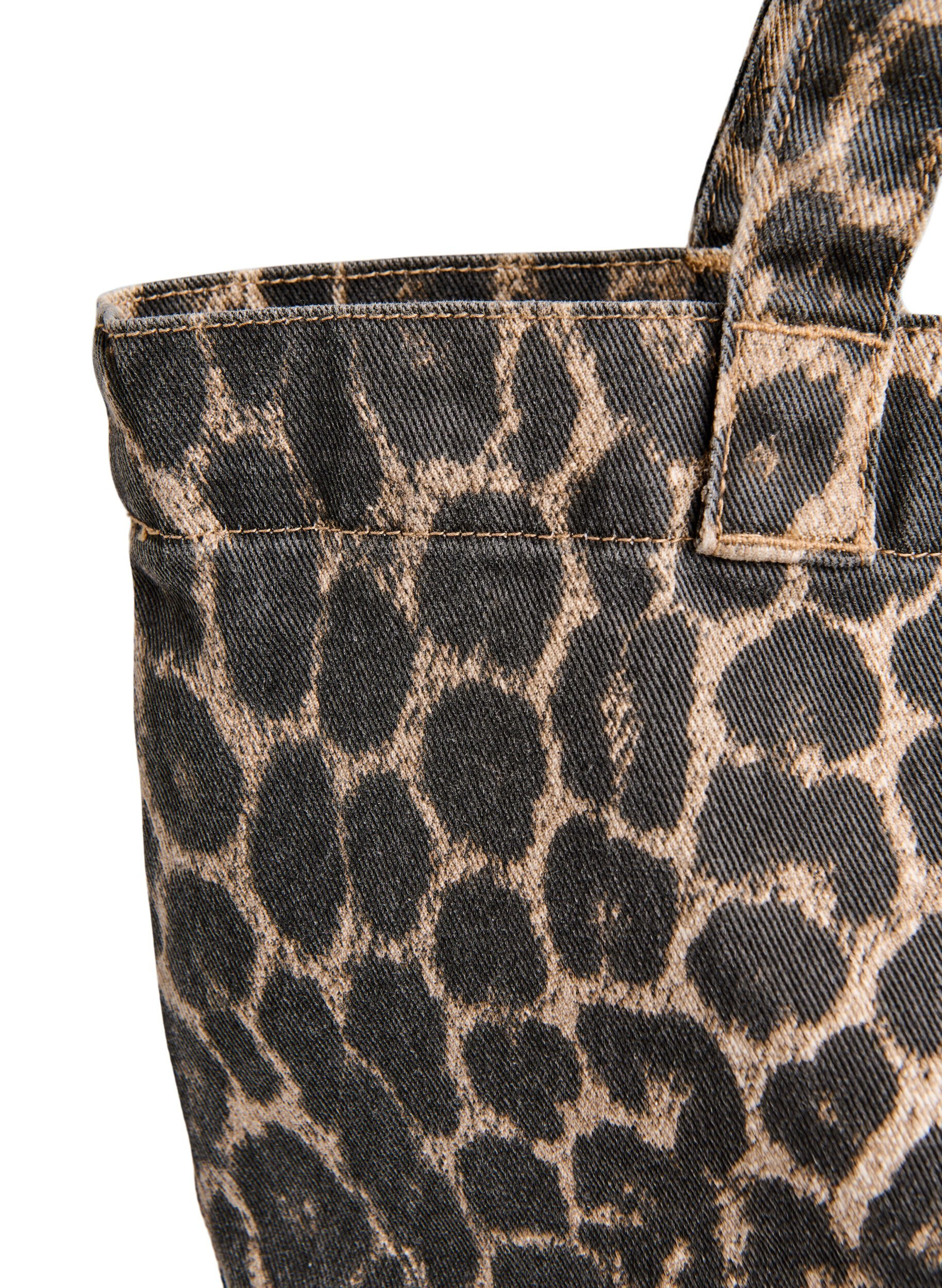 Zizzi Denim shopper met luipaardprint, Bruin, Packshot image number 2