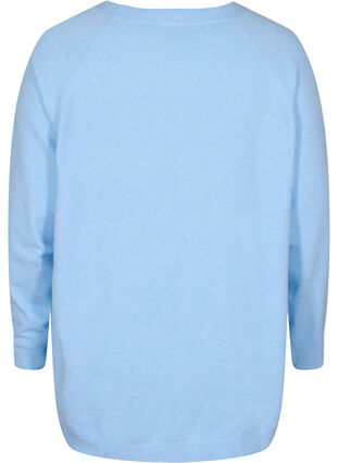 Gemêleerde gebreide blouse met knopen, Chambray Blue Mel., Packshot image number 1