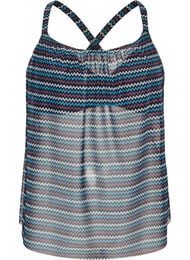 Tankinitop met patroon en beugel en gekruiste banden, Blauw