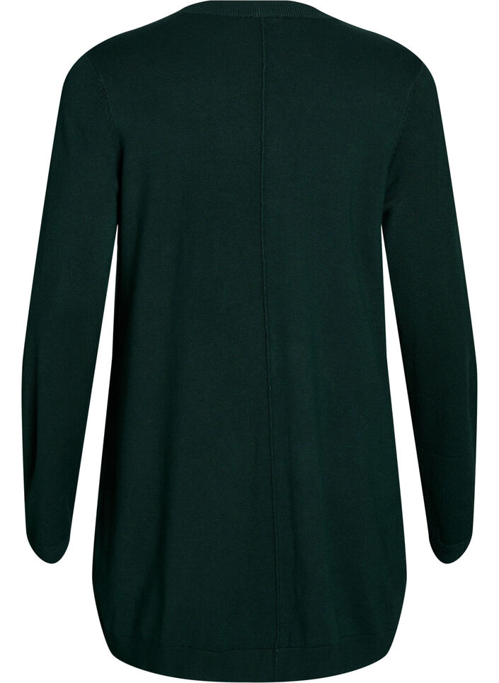 Lang gebreid vest van een viscose mix, Groen, Packshot image number 1