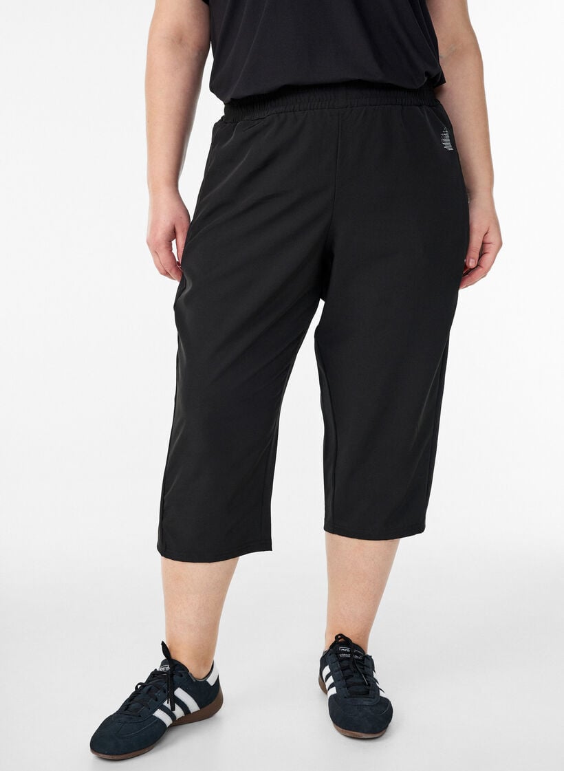 High waist capri trainingbroek, Zwart, Model image number 0