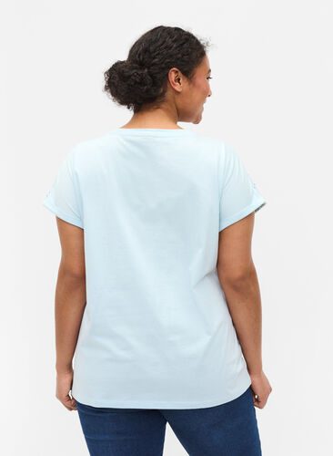 Katoenen t-shirt met borduursel anglaise, Winter Sky, Model image number 1