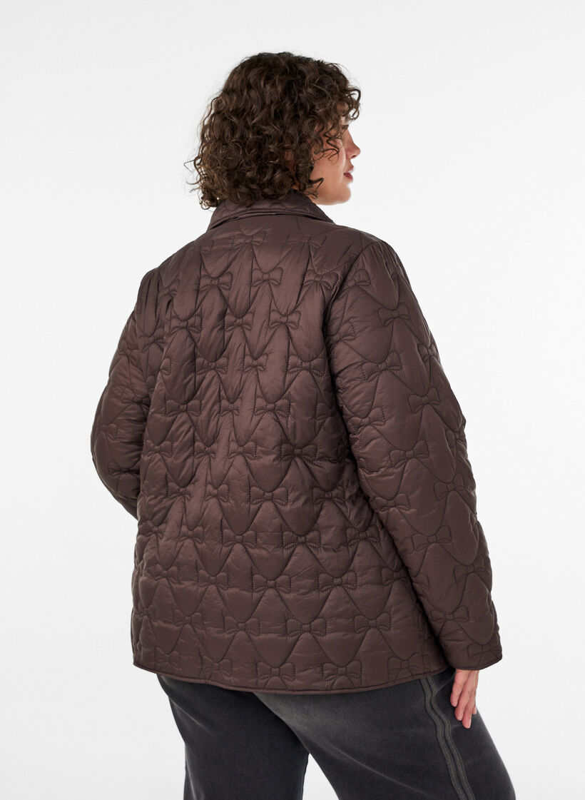 Licht gewatteerde jas met decoratieve stiksels, Bruin, Model image number 2